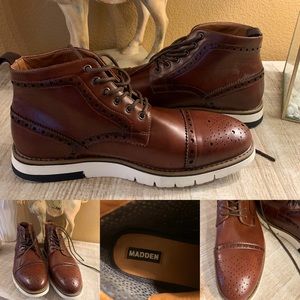 Madden Brant Cognac Color Lace Up Boots